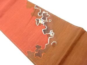 リサイクル　手織り紬すくい織抽象蔦模様織出し袋帯